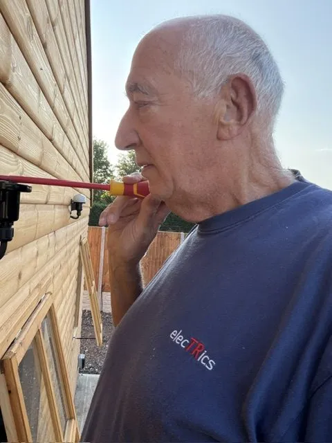 TR Electrical Services at work on an exterior lighting installation